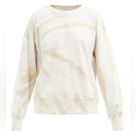LES TIEN Tie-dye Brushed-back Cotton Sweatshirt - Beige - Picture 3 of 11